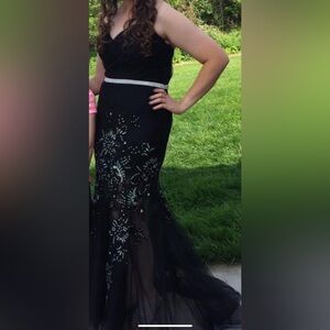Black strapless formal dress—- (see description about size)
